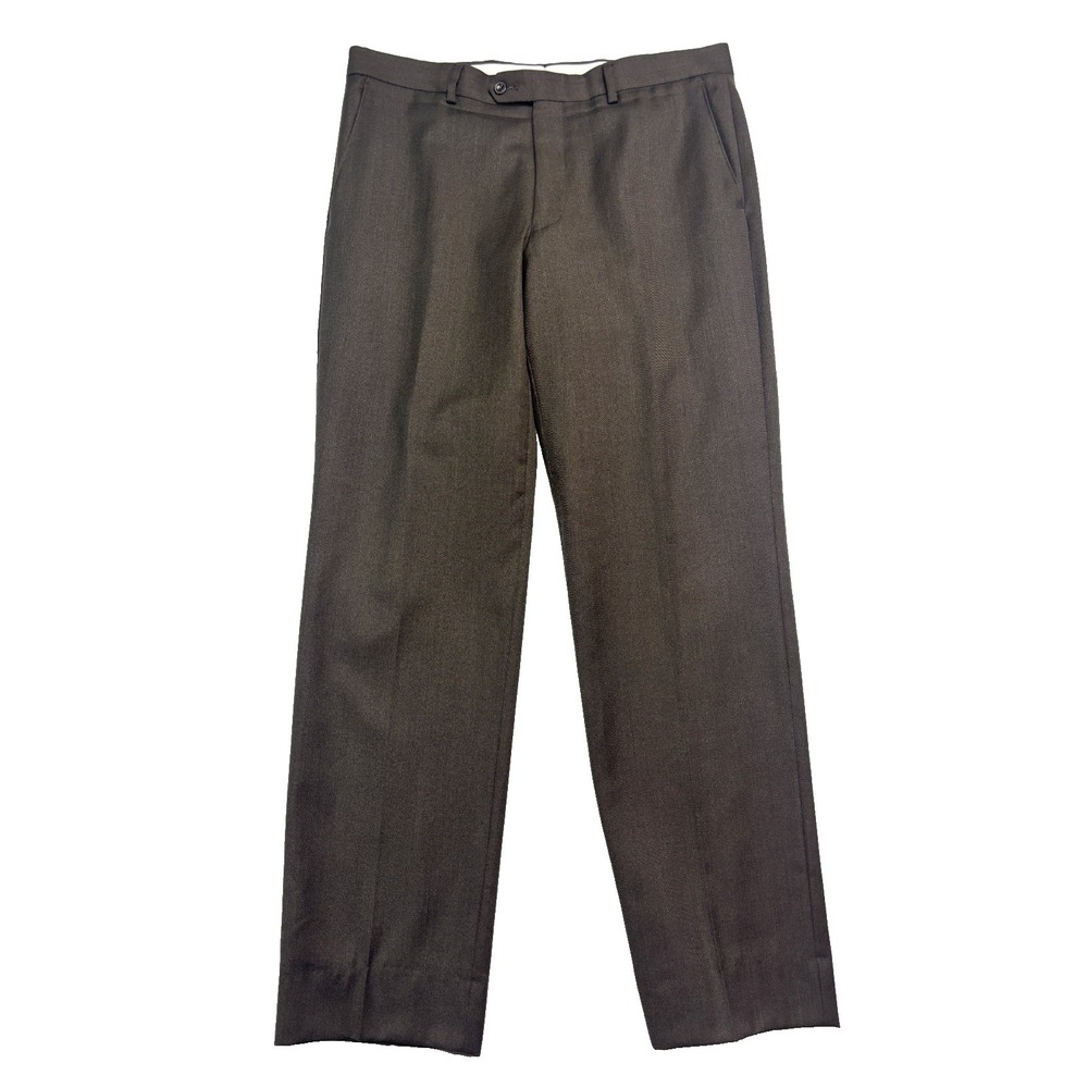 Jos A Bank 35x32 Brown Flat Front Dress Suit‎ Pants Trousers Wool Classic 1905